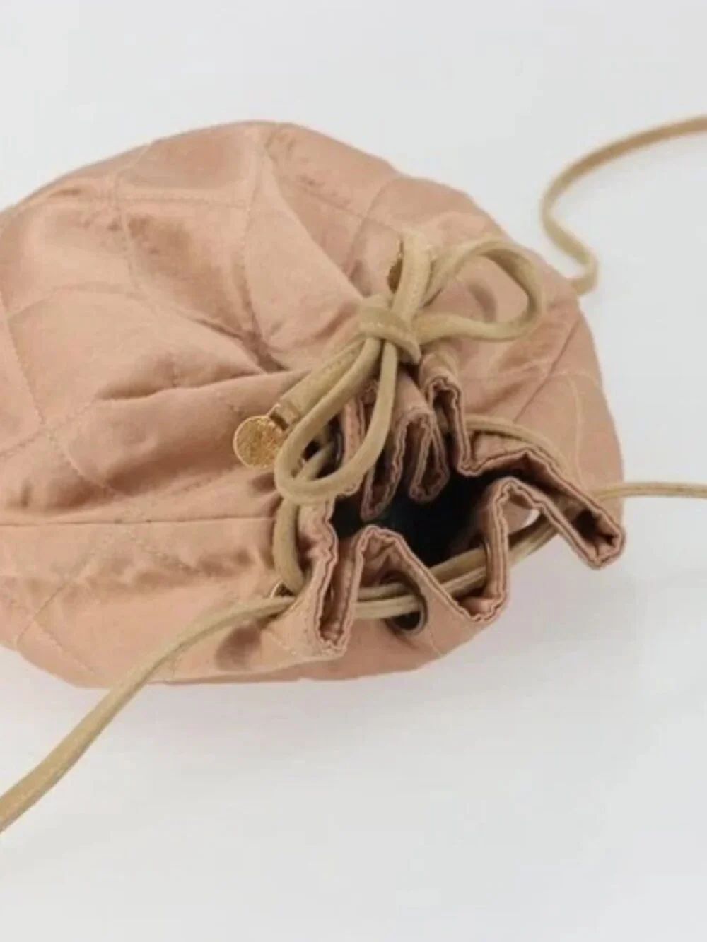 CHANEL Matelasse Purse Backpack Satin Pink Gold CC Auth bs34274